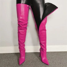 Women Stiletto Heels Shoes Pointed Toe Party  Over The Knee Thigh High Boots
