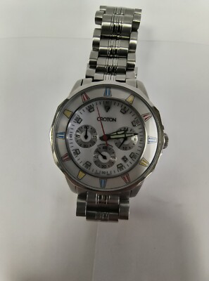 Montre Homme Croton - Mouvement Quartz Japonais - Bracelet Acier Inoxydable - Verre Saphir - Étanche - Occasion