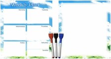 Set with 5 Items - Weekly Magnetic Dry Erase Calendar Planner Organizer