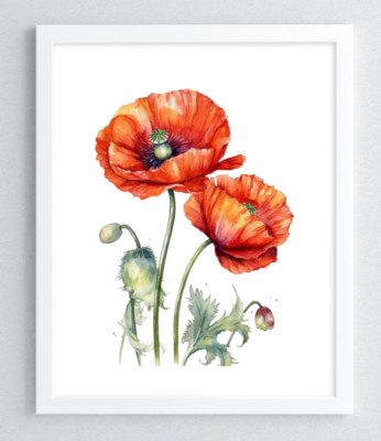 Floral Wall Art Print, Red Poppies Wall Art Decor, Botanical Home Decor ...