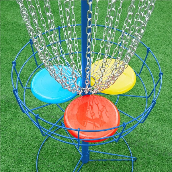 Disc Golf Set Portable Disc Golf Target Basket 24 Chains with 3 Dics
