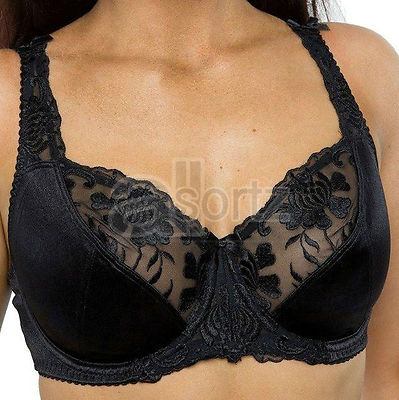 Damen Gemm Schwarz BH Vollschale Bügel Reg & Plus Size Frauen Fester Halt Neu UK