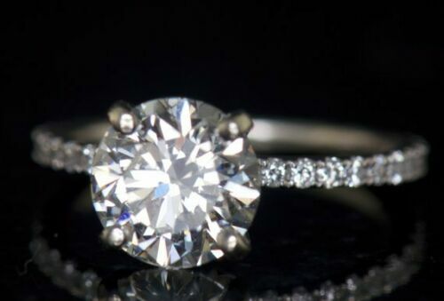 4ct Simulated Solitaire Moissanite Engagement Ring 14k White Gold Plated Silver