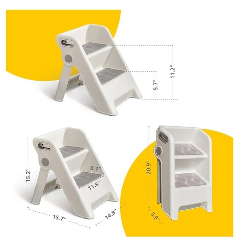 UNCLE WU Foldable 2-Step Stool for Kids - 11.2" Height, Anti-Slip, Safety(B192) - Picture 5 of 6