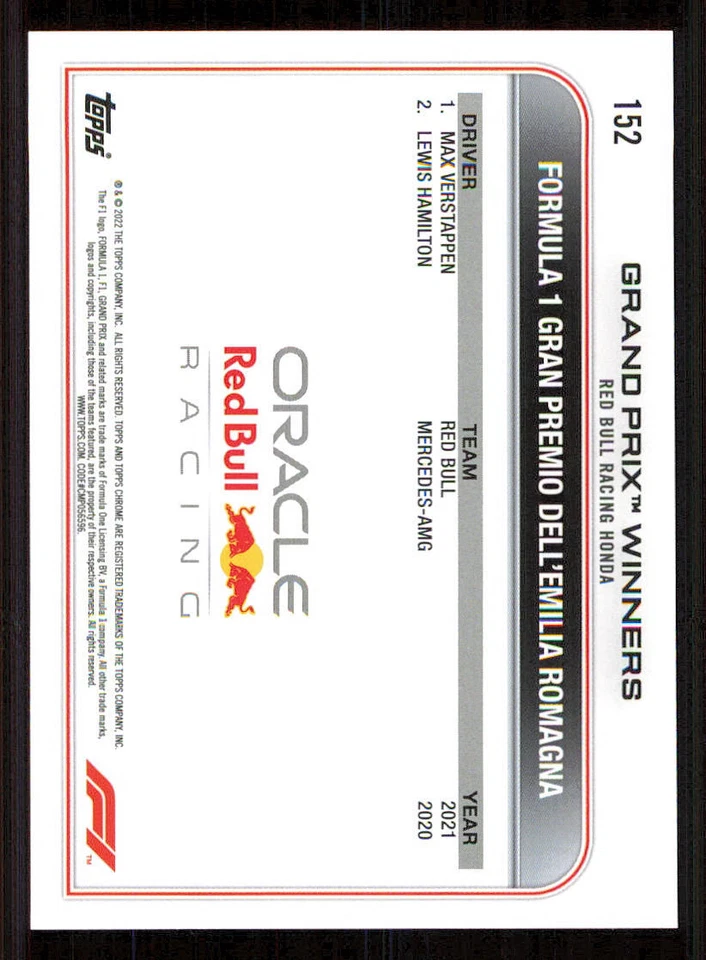 2022 Topps Chrome Formula 1 #152 Max Verstappen GPW - Image 2 of 2