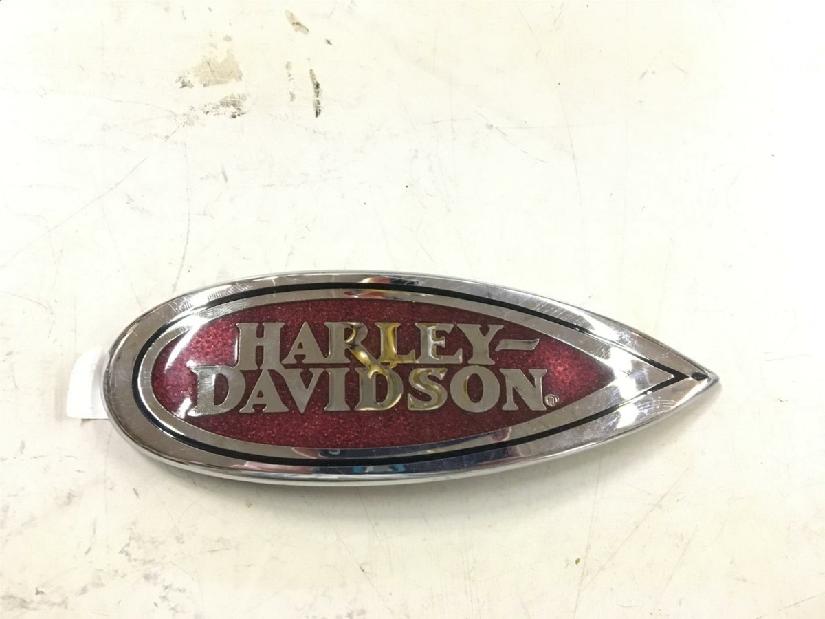 Harley-Davidson Left side only Chrome & red Gas Tank Emblem