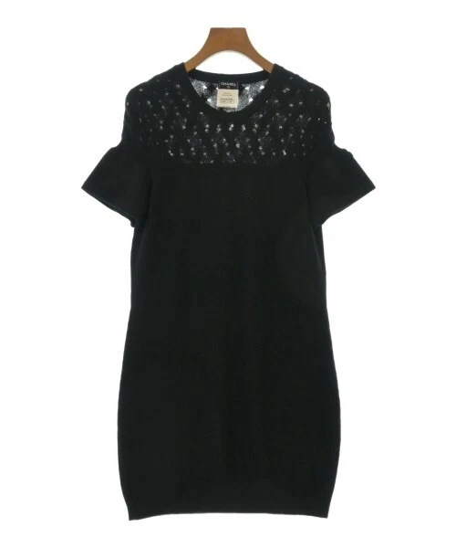 Abito CHANEL donna taglia 38 nero cashmere trasparente originale