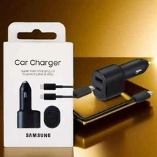 Brand New Samsung 45W 2 Port Super Fast Charging Dual Car Charger with⚡