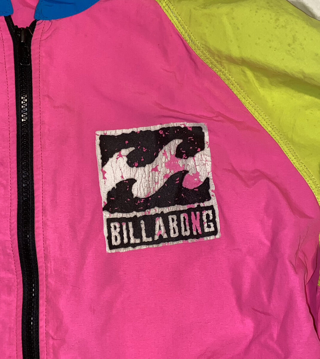 RARE GEM 1980s Billabong Surf Nylon Jacket Neon Blue Yellow RARE GEM 1980s Billabong Surf Nylon Jacket Neon Blue Yellow