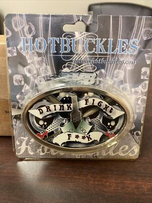 Hot Buckles sealed  Drink Fight F**K Oval Belt Buckle TT