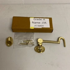 Signature Hardware Classic Solid Brass Cabin Door Hook Satin Brass 5‑1/2″,,,,,,,