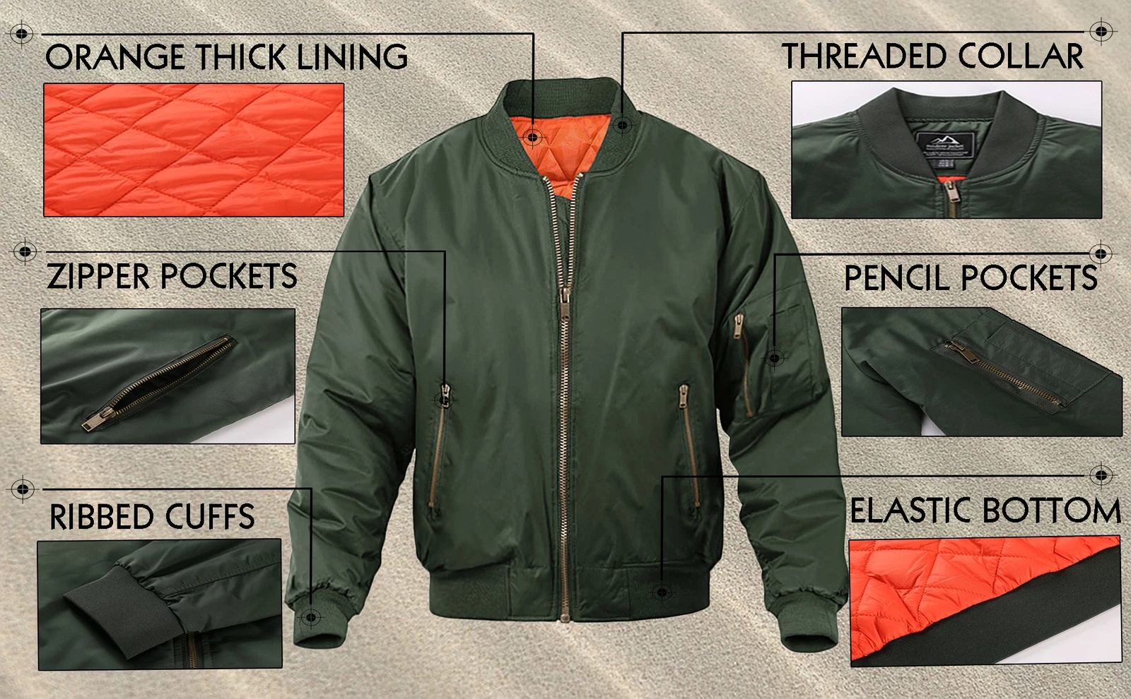 Men's Premium Letterman Bomber Jacket Pilot Jacket Warm Padded Casual Work Coats image 2