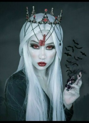 Gothic Women Rhinestone Black Crown Baroque Queen Crown  Wedding Crown Tiara