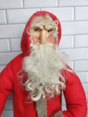 Vintage Old Santa Paper Mache Folk Art Handmade Krampus Scary