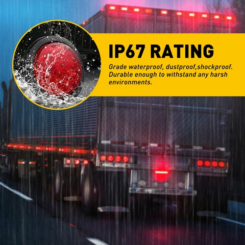 2pcs 4" Red 12 Tail LED Rear Stop Brake Running Lights for Truck Trailer Boat - Picture 5 of 15