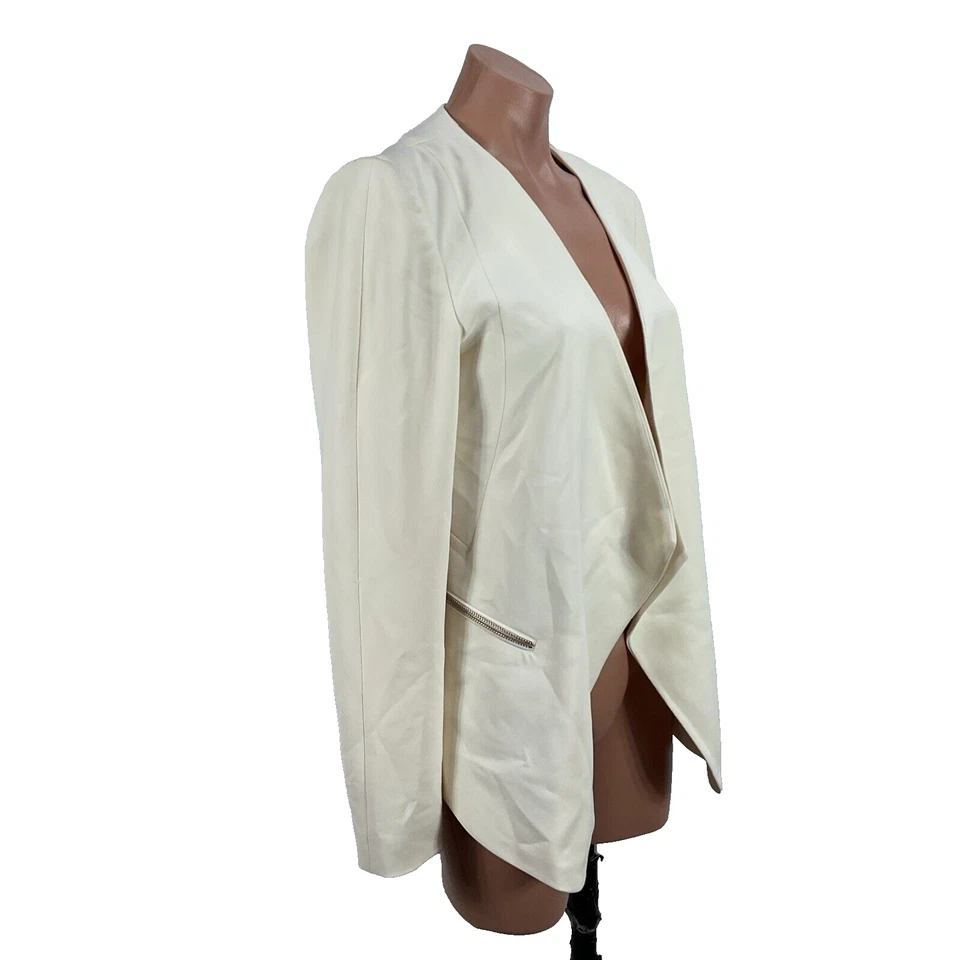 Women's White House Black Market Ivory Drape-Front Blazer Jacket Sz 4 WHBM - Image 4 of 4