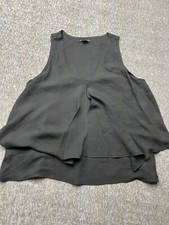 Theory Jantine Silk Tank Black Split Front and Back Medium M