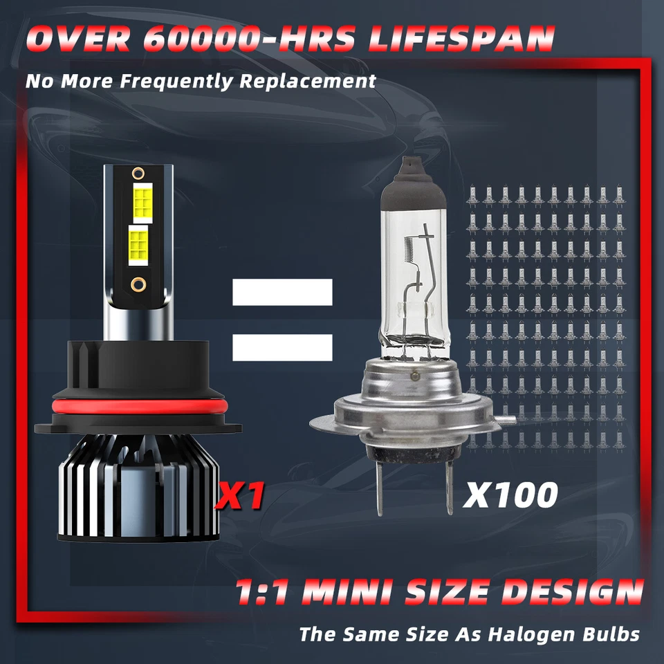 2PCS For Saturn Ion 2003-2007 9007 LED Headlight Bulbs Kit Hi/Low Beam 6000K - Изображение 4 из 4