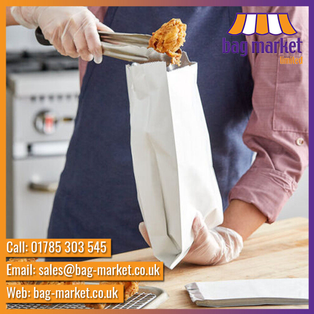 HOT BARGAINS 1000 x Foil Lined Food Bags 7 x 9 x 12 (Hot Chicken, Nan Bread