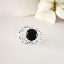 Black Onyx 925 Sterling Silver Natural 8mm Round Gemstone Ring Birthday day Gift