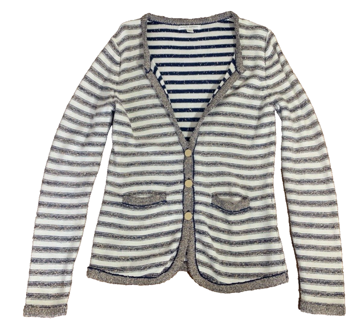 Gold Metallic Sparkle Button-Up Cardigan for Women - Medium