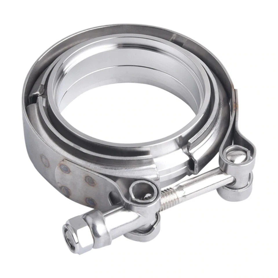 2PCs 3" Inch 76mm Stainless Steel V-Band Clamp & Flat Flange Kit Exhaust Pipe - Image 3 of 4