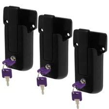 3 KEYED ALIKE Black Locking Cargo Trailer Cambar Door Latch Vise Lock Cam Bar