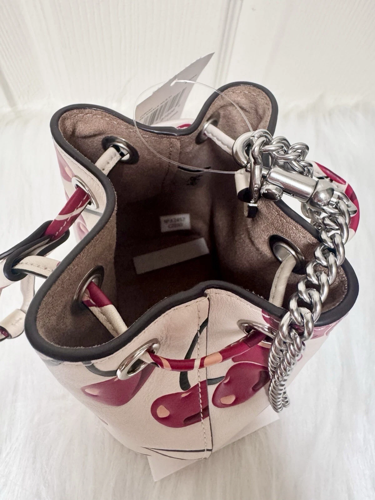 Coach CZ030? Braccialetto con coulisse e gesso stampa ciliegia multi nuovo con etichette