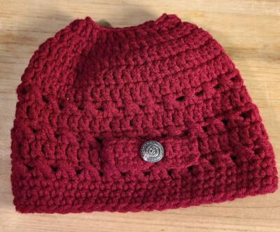 Messy Bun/ Pony Tail Hat Winter Handcrafted Knit Crochet  display picture 1