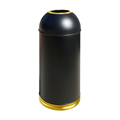 Sandbaggy 15-Gallon Black Open Top Dome Steel Trash Can with Lid (31'' x 12'')