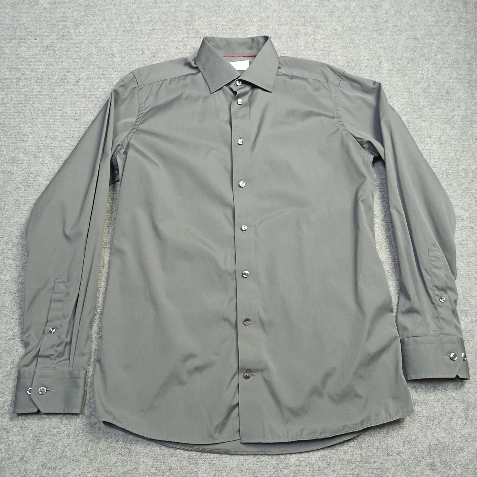 Eton Hommes Shirt 15.75 40 Contemporary-Fit Solide Gris Bouton-Up coton 15 3/4 - Photo 1/4