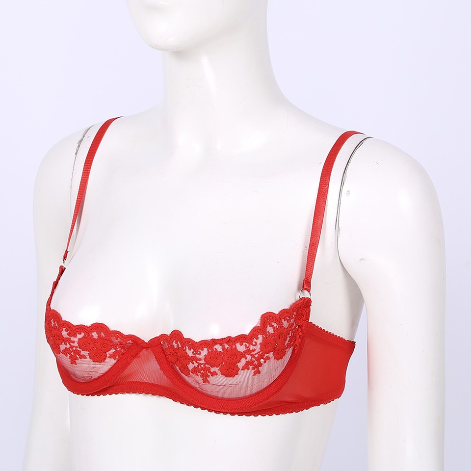 Womens Underwire Open Nipple Bra Sheer