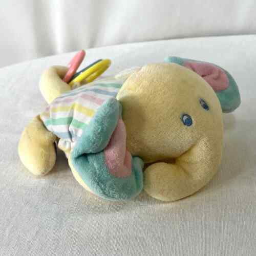 Eden Elephant Plush Rattling Rings Pastel Velour Baby Toy Stuffed Animal 9" VTG - Picture 1 of 4