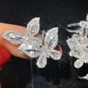 Authentic 3Ct Lab Created Diamond Butterfly Engagement Ring 14K White Gold Plated