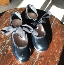 Capezio TeleTone Tap Shoes Black Patient Leather N625C Toddler Child Size 8M