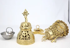 Polished Brass Hanging Incense Burner Censer Catholic Church Altar Supplies 10"