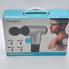 VivaSpa Handheld Deep Tissue Percussion Massager Cordless Rechargeable 4 Heads