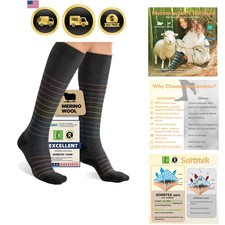 Merino Wool Compression Socks for Women Men, 15-20 mmHg Knee High Socks for F...