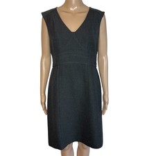 LOFT Charcoal Gray V-Neck Empire Waist Sleeveless Sheath Cocktail Dress Size 6