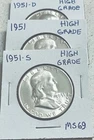 New Listing1951 P D S Franklin Half Dollars High Grade F B L Cartwheel Luster Gem BU