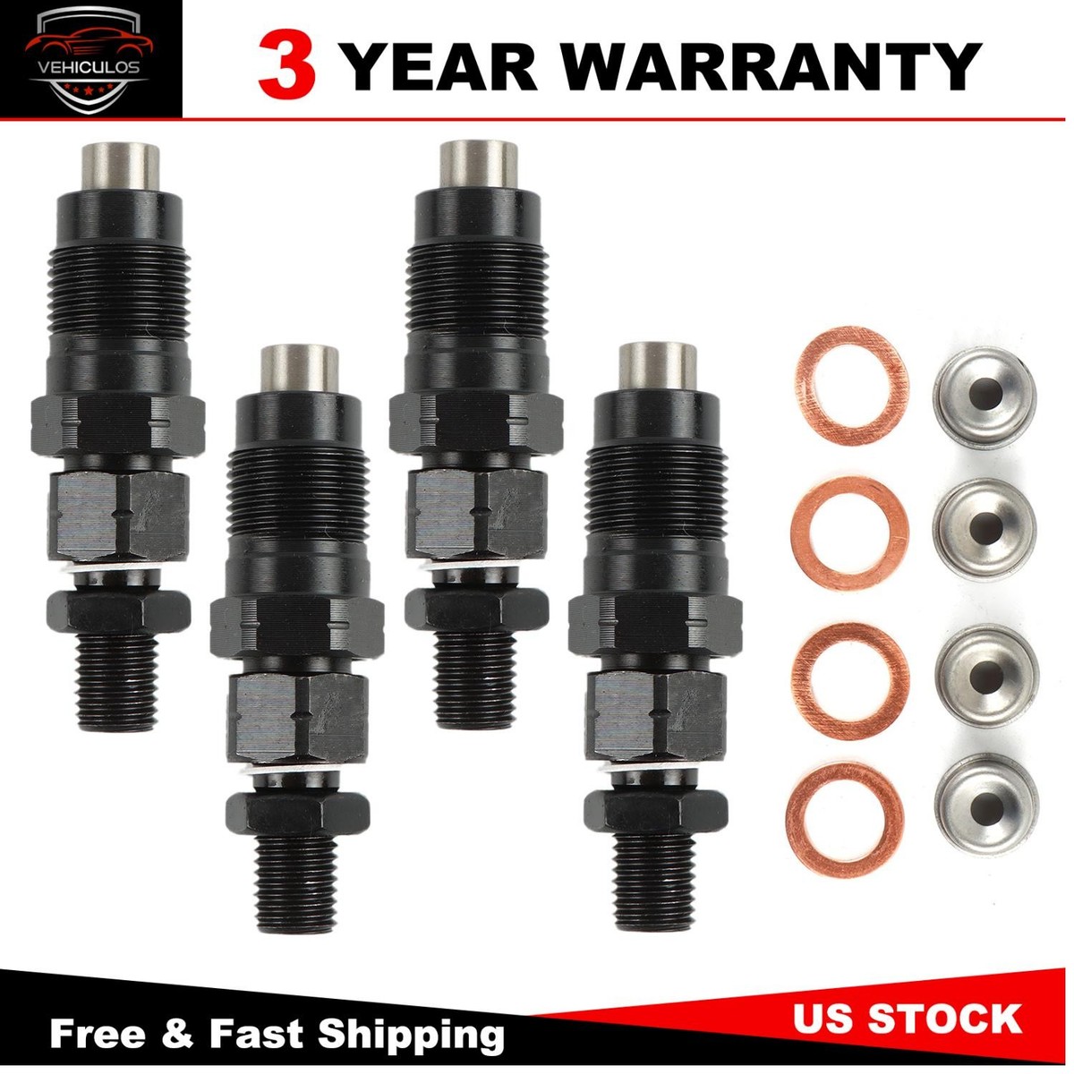 4x Diesel Fuel Injector Fit For Toyota Hilux Surf Prado 1KZ-TE 3.0
