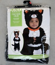 Cuddly Black Cat Infant / Baby Size 0-6M Costume 3-PC Jumpsuit, Hood  Tail, NEW