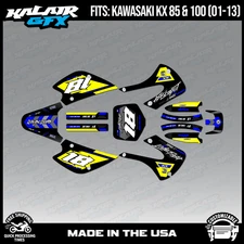 Kalair GFX Graphics Kit for Kawasaki KX85 KX100 (2001-2013) Rebel - Yellow
