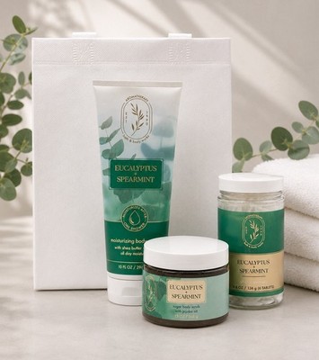Bath & Body Works STRESS RELIEF Eucalyptus Mint Relax Shower 3 pc Gift Set NEW
