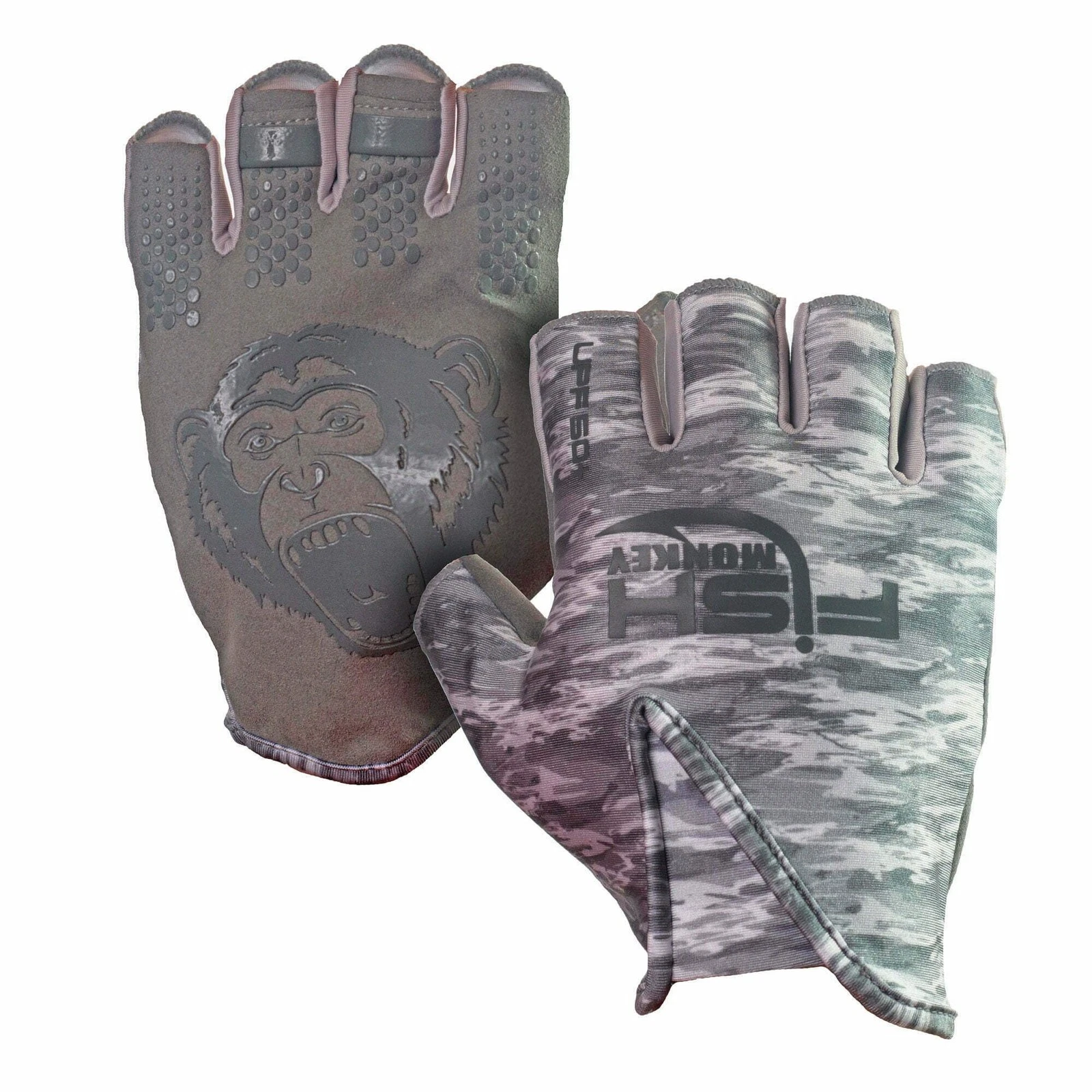 Fish Monkey FM18- Stubby Glove for Fishing S Grey Small, Water Camo