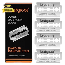 Double Edge Safety Razor Blades - 20 Count Premium Platinum Swedish Steel Blades