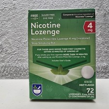 Rite Aid Nicotine Lozenge 4mg Mint 72 Stop Smoking Sugar Free Dye Free Exp 12/25