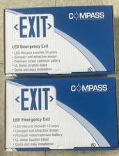 2 Compass LED Emergency Exit Light Red Letters 120/277 VAC NEW IN BOX