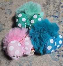 Disney Parks   Minnie Mouse  Fluffy Pink Green Blue Bow Keychain Bag Charm