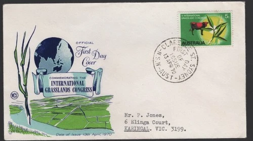 1970 Australia GRASSLANDS Congress Addressed Unsealed WCS FDC